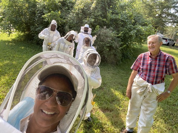 Bee hive selfie