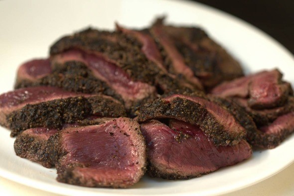 Venison steak on plate