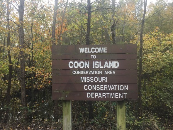 Coon Island Conservation Area sign