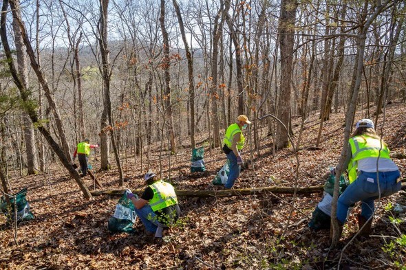 litter cleanup event at Young Conservation Area 