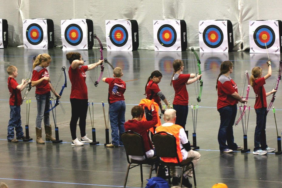 student archers competing in 2019 state tournament.