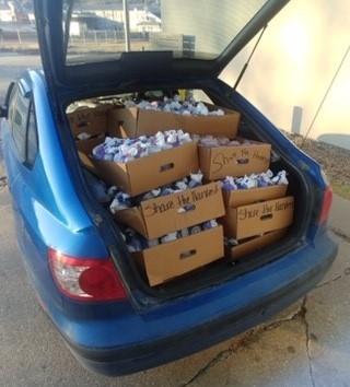 Venison donations in back of car