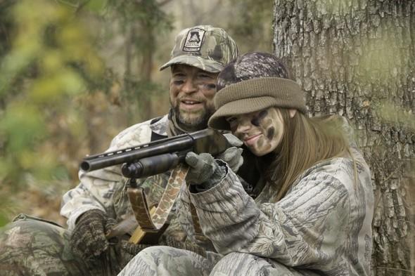 Father and daughter fall turkey hunting.