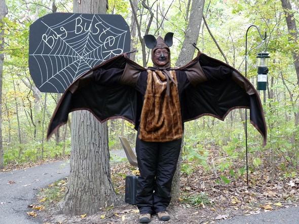 A person dressed up as a bat.