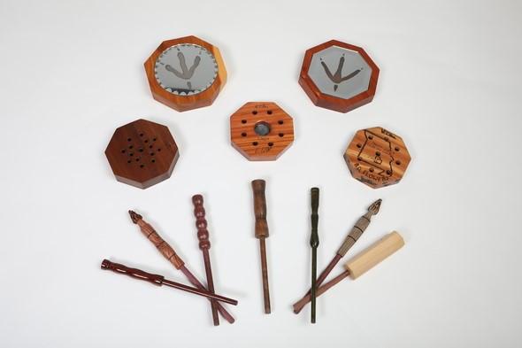 a selection of five turkey calls
