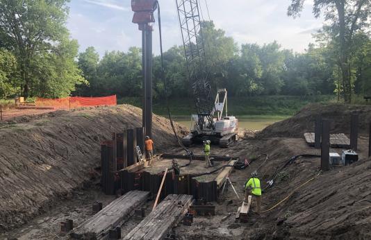 Excavation for supports at Schell-Osage Conservation Area
