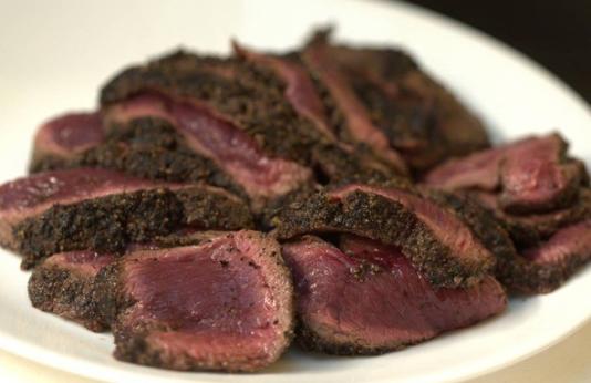 Venison steak on plate