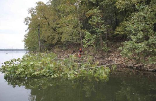MDC crews create fish habitat at Smithville Lake