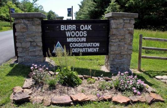 The entrance sign to Burr Oak Woods Conservation Area