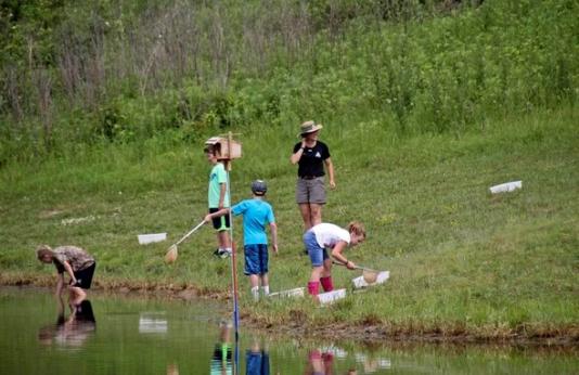 Youngsters explore aquatic life at Burr Oak Woods pond