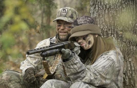 Father and daughter fall turkey hunting.