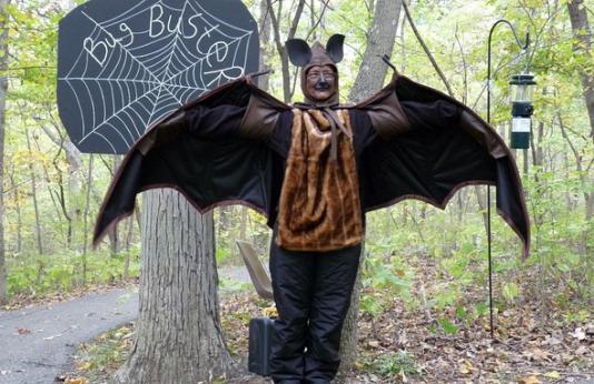 A person dressed up as a bat.