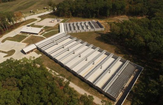 aerial view of the rifle/pistol range at MDC’s brand new Busch Shooting Range 